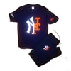 Embroidered NYC Yankees/Mets Mashup Tee and Sweatpants Set