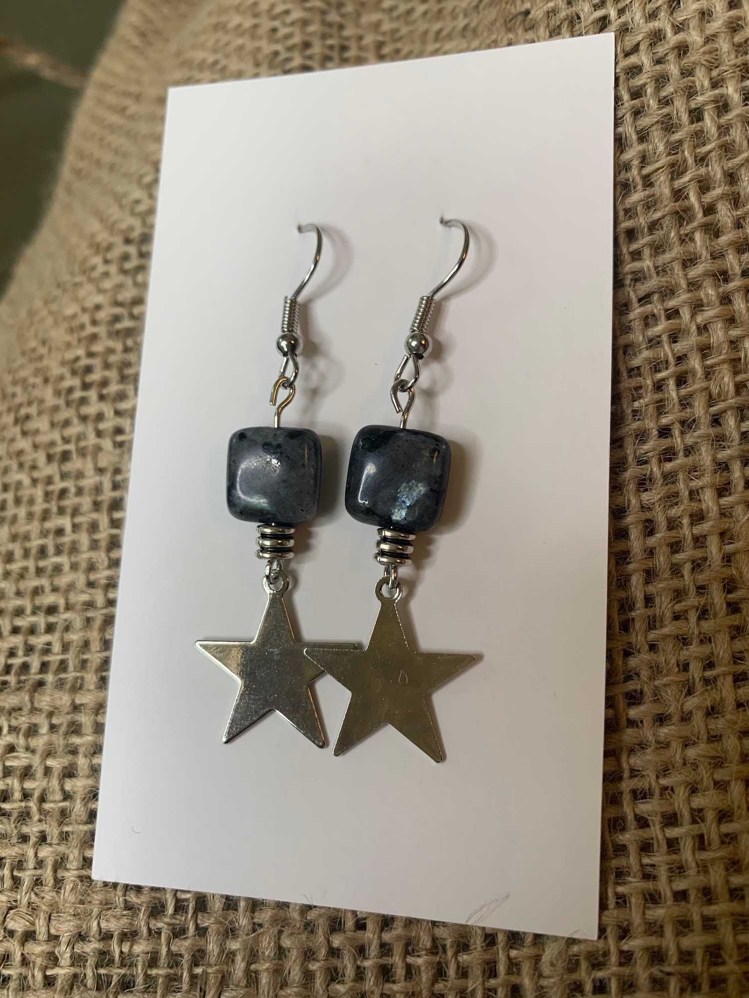 Larvikite Star Earrings