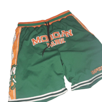 Image 1 of MEN CHICAGO  MORGAN PARK MUSTANGS MESH BASKETBALL SHORTS . FULLY EMBROIDERED 