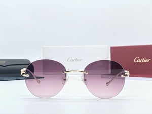 Image of Sunglasses Cartier Panthere Altaica CT0058O-002 Gold with Round Lenses 100% Auth