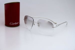 Image of NEW CARTIER Panthere Rimless Eyeglasses Platinum Occhiali Frame Brille Lunettes