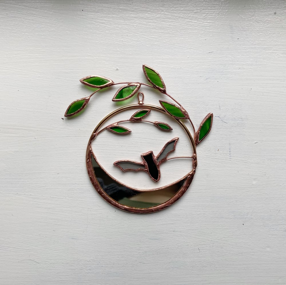 Image of Bat and Crescent Moon Wreath with Leaves