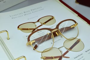 Image of Vintage Cartier MALMAISON Wood Bubinga 90’s Sunglasses Occhiali 56-19 NOS.