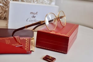 Image of Vintage 90’s Cartier Bagatelle Wood Bubinga Sunglasses Occhiali Brillen lunette