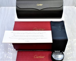 Image of Authentic Cartier rimless vintage white Platinum Buffalo Horn C decor brand new with box