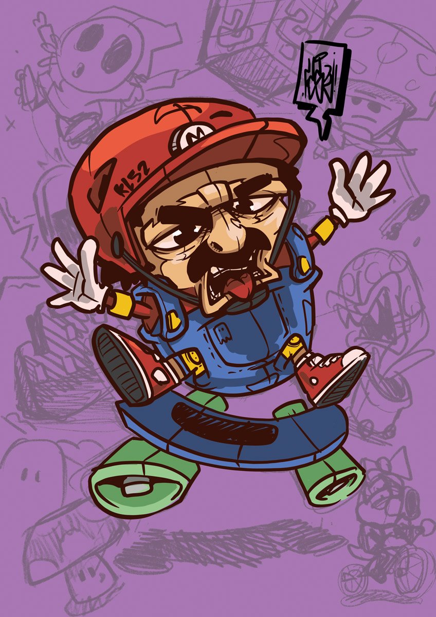 Image of Super Skate Mario A4 Print