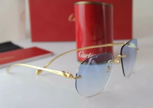 Image of NEW CARTIER Panthere Rimless Sunglasses Golden Occhiali Frame Brille Lunettes