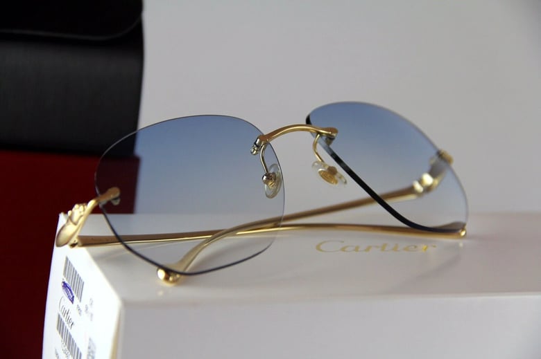 Image of NEW CARTIER Panthere Rimless Sunglasses Golden Occhiali Frame Brille Lunettes