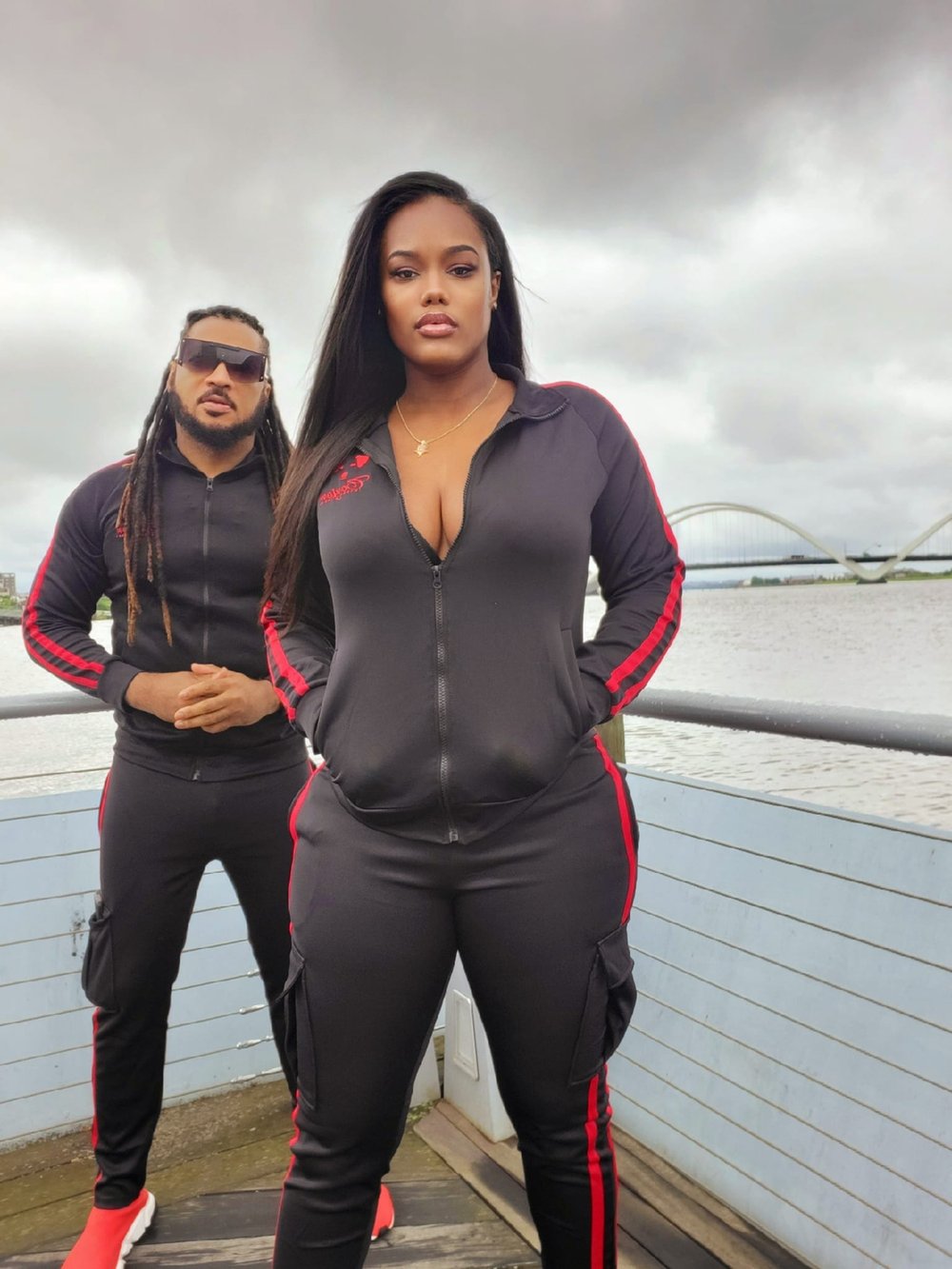 Image of Corjor International Streetwear Cargo Style Tracksuit (Black)