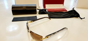 Image of Cartier C Decor Sunglasses White Buffalo Horn Marbled 18k Gold Beautiful Rare