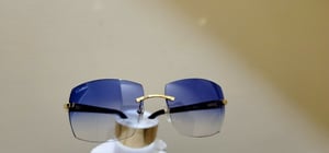 Image of Cartier C Decor Sunglasses Black Buffalo Horn 18k Gold With Custom Blue Lenses💎