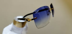Image of Cartier C Decor Sunglasses Black Buffalo Horn 18k Gold With Custom Blue Lenses💎