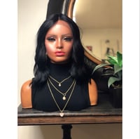 Image 1 of AMBER | SHORT WAVY BLACK T PART LACE FRONT WIG BOB