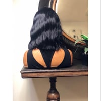 Image 3 of AMBER | SHORT WAVY BLACK T PART LACE FRONT WIG BOB