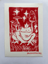 Red frog print 1/4