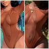 BROWN CUT OUT BODYSUIT FRONT SHEER 