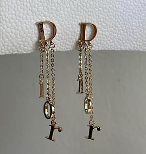 Image of NEW DROP ðŸŽ‰ VINTAGE DIOR Gold Crystal Monogram Dangle Earrings