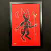 devil on red   (original painting)   FRAMED