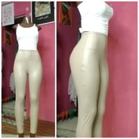Image 1 of BEIGE FAUX LEATHER LEGGING  