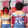 MULTI COLORED  OFF SHOULDER HOLLOW OUT DESIGN  TOP