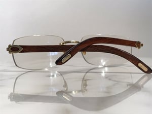 Image of Cartier Rimless Bubinga Wood 18k Wood Glasses Sunglasses Eyeglasses Frames Buffs