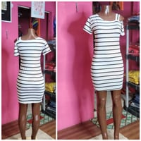 Image 1 of CASUAL STRIPED WHITE MINI DRESS 