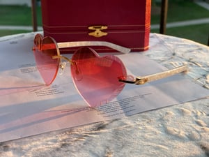 Image of Authentic Cartier C Décor Sunglasses CT0056O Custom Heart Lens