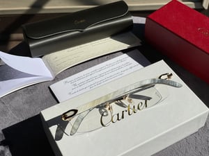 Image of Cartier C Decor CT0046O 004 Buffs Buffalo Horn Sunglasses