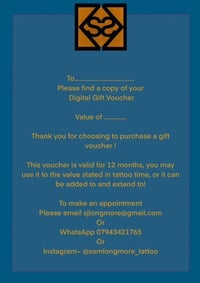Sam Longmore Tattoo Gift Voucher