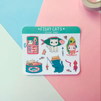 Image 1 of Fishy Cats Mini Sticker Sheet