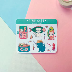 Image of Fishy Cats Mini Sticker Sheet