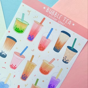 Image of Bubble Tea (Boba) Sticker Sheet