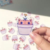 Image 3 of Flower Pot Cat Vinyl Sticker