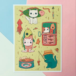 Image of Fishy Cats Art Print