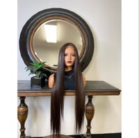 Image 1 of REMI| 40” LONG 13 X 4 NATURAL BROWN WITH HIGHLIGHTS LACE FRONT WIG