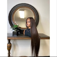 Image 2 of REMI| 40” LONG 13 X 4 NATURAL BROWN WITH HIGHLIGHTS LACE FRONT WIG