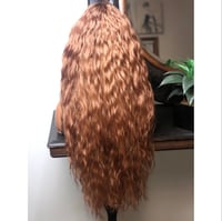 Image 3 of JAZY | LONG WAVY BRAIDED PONYTAIL BROWN OMBRÉ LACE FRONT WIG 