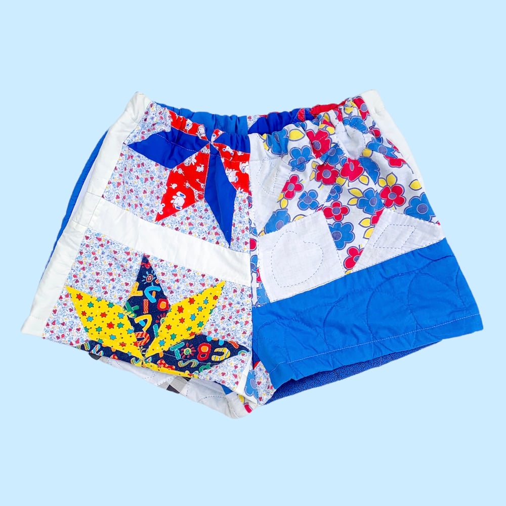 Image of Quilt Shorts — Cobalt & Patchwork Stars