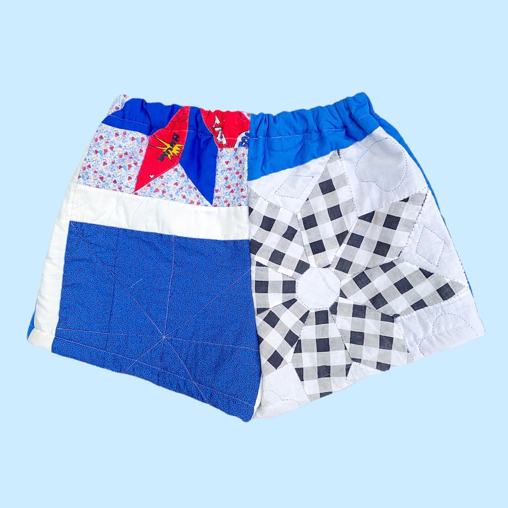 Image of Quilt Shorts — Cobalt & Patchwork Stars