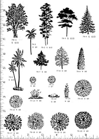 Image 1 of Architecture Trees Rubber Stamps P79