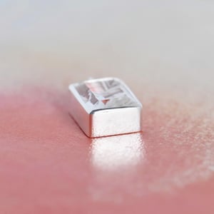 Image of 'Light Catcher' Clear Quartz special faceted cut rectangular shape silver necklace