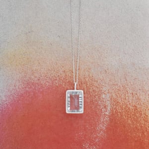Image of 'Light Catcher' Clear Quartz special faceted cut rectangular shape silver necklace