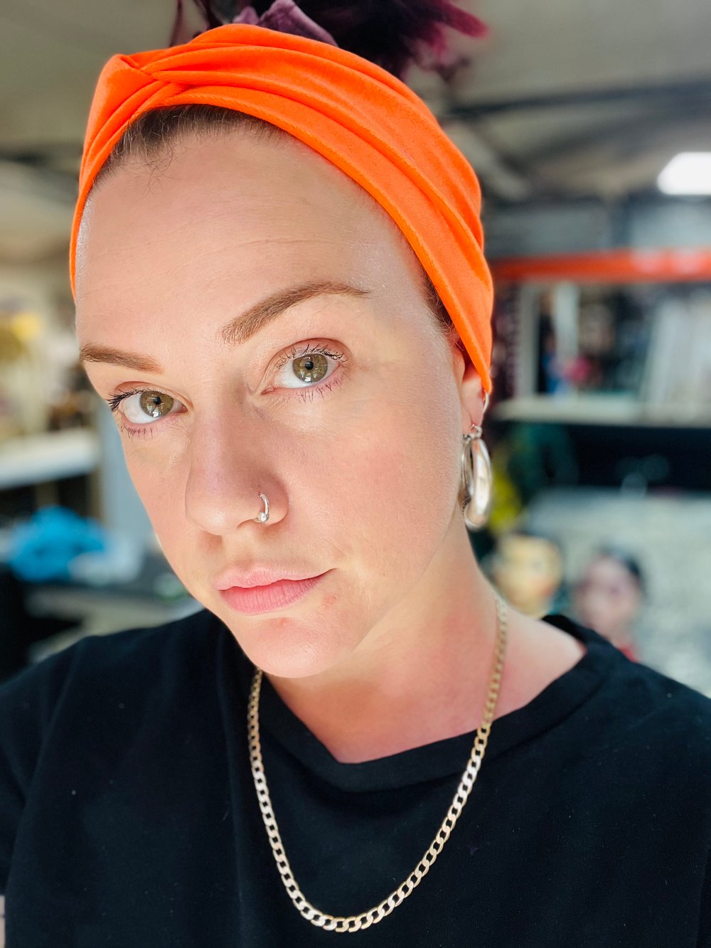 Stretch Headband In Neon Orange 