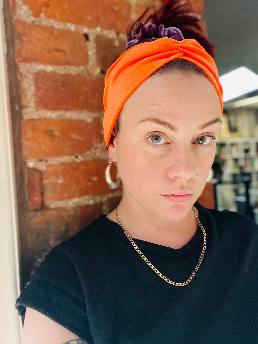 Stretch Headband In Neon Orange 