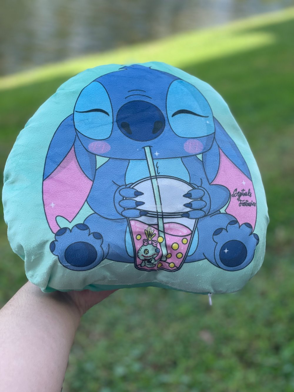 Image of Blue Alien Plush Pillow & Acrylic Keychain