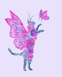 Image 2 of Chasing Butterflies ‘Floral Felinae’ Embellished Art Print