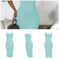 Image 1 of SUMMER MINT BODYCON CAMI SOLID COLOR DRESS 