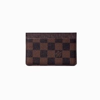 Brown Checkered Louis V Card Holder 