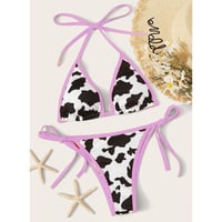 Purple Cow Print Swimwear