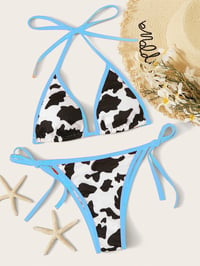 Sky Blue Cow Print Swimsuit